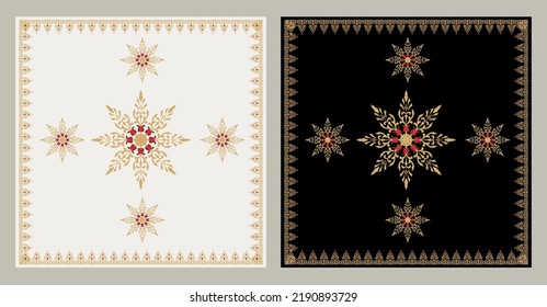 Patrón floral de oro artístico con bordes  