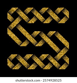 An artistic golden interwoven knot pattern on a contrasting dark background. Suitable for decorative elements, logos, or digital compositions.