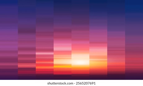 Artistic gradients design capturing the warm glow summer sunset with vibrant colors. Sunrise or sunset blurred background for banner, poster. Creative gradients in summer colors. Vector illustration