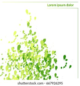 Artistic green drops background template with space for text. Vector illustration