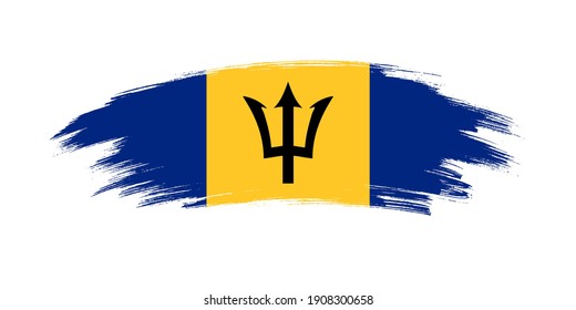 Artistic grunge brush flag of Barbados isolated on white background