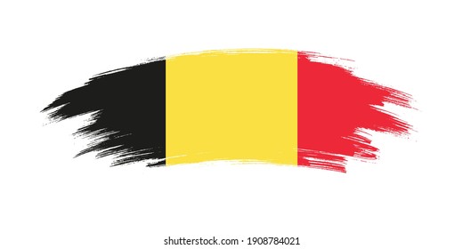 Artistic grunge brush flag of Belgium isolated on white background