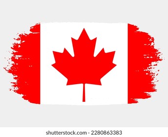 Artistic grunge brush flag of Canada isolated on white background. Elegant texture of national country flag