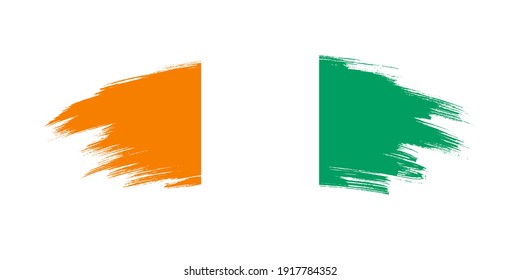Artistic grunge brush flag of Cote dIvoire isolated on white background