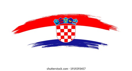 Artistic grunge brush flag of Croatia isolated on white background