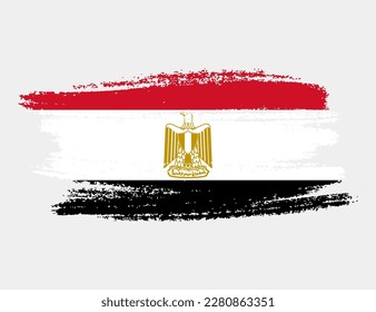 Bandera artística de brocha grunge de Egipto aislada en fondo blanco. Textura elegante de la bandera nacional