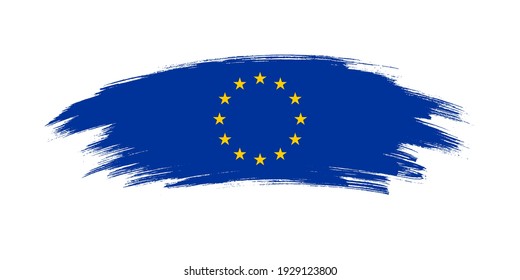 Artistic grunge brush flag of European Union isolated on white background