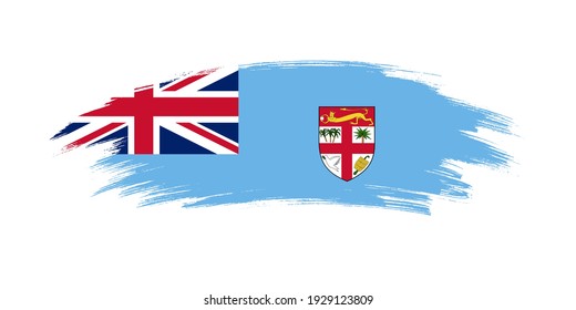 Artistic grunge brush flag of Fiji isolated on white background