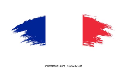 Artistic grunge brush flag of France isolated on white background