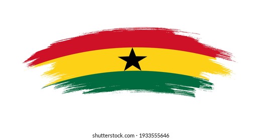 Artistic grunge brush flag of Ghana isolated on white background