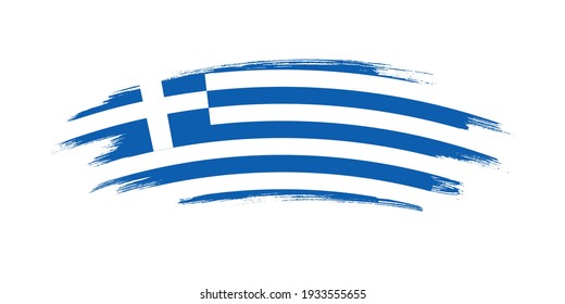 Artistic grunge brush flag of Greece isolated on white background