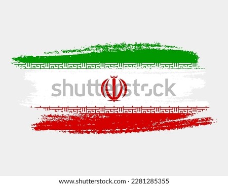 Artistic grunge brush flag of Iran isolated on white background. Elegant texture of national country flag