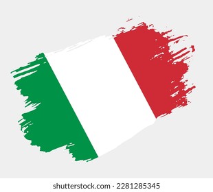 Artistic grunge brush flag of Italy isolated on white background. Elegant texture of national country flag