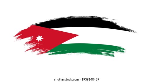 Artistic grunge brush flag of Jordan isolated on white background
