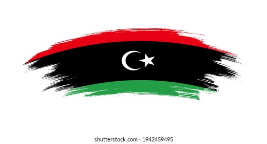 Künstlerische Grunge-Buschflagge in Libyen einzeln auf weißem Hintergrund
