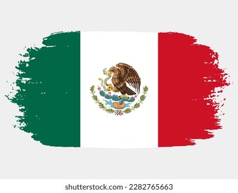 Künstlerische Grunge-Pinselfahne von Mexiko einzeln auf weißem Hintergrund. Elegante Struktur der Nationalflagge