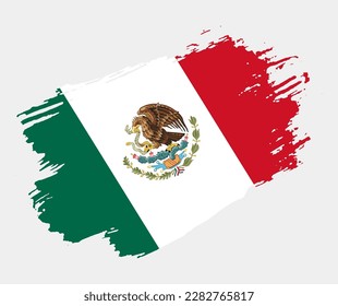 Artistic grunge brush flag of Mexico isolated on white background. Elegant texture of national country flag