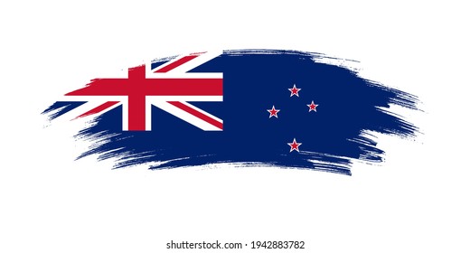 Artistic grunge brush flag of New Zealand isolated on white background