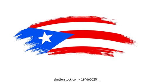 Bandera artística de brochas grunges de Puerto Rico aisladas en fondo blanco