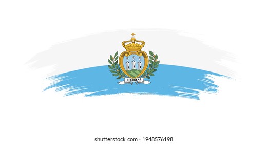 Artistic grunge brush flag of San Marino isolated on white background