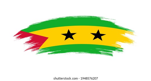 Artistic grunge brush flag of Sao Tome and Principe isolated on white background