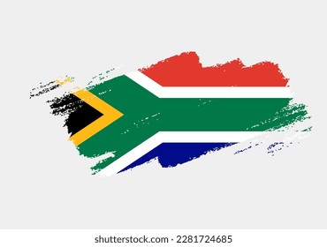 Artistic grunge brush flag of South Africa isolated on white background. Elegant texture of national country flag