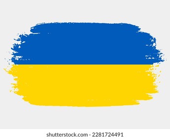 Künstlerische Grunge Bürste Fahne der Ukraine einzeln auf weißem Hintergrund. Elegante Struktur der Nationalflagge