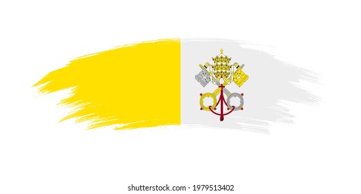 Artistic grunge brush flag of Vatican City isolated on white background