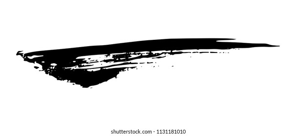 Artistic grunge brush paint stroke in black isolated over white background. Design element vector illustration.