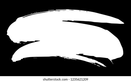 Artistic grunge brush paint stroke in white isolated over black background. Design element vector illustration.