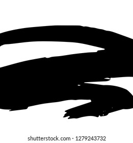 Artistic grunge brush paint stroke backdrop in black isolated over white background. Design element vector illustration.