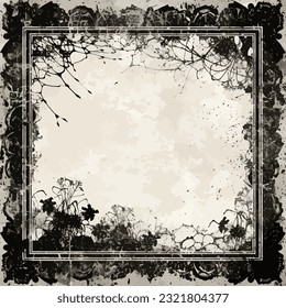 Artistic grunge floral decorative frame