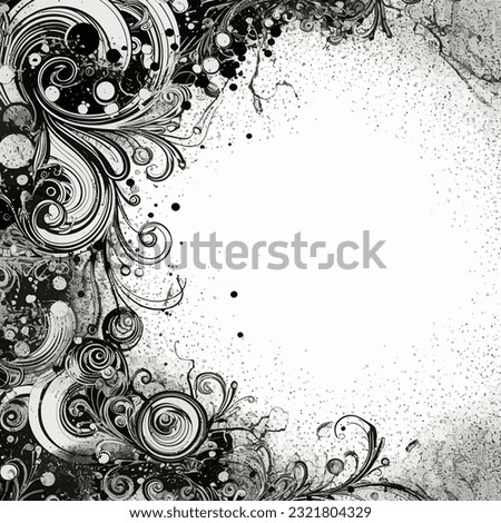 Artistic grunge floral decorative frame