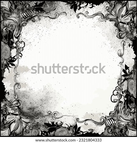 Artistic grunge floral decorative frame