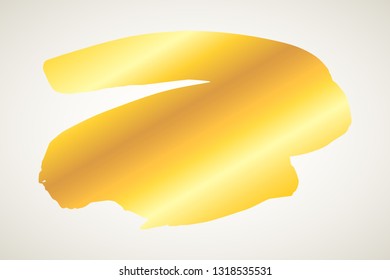 Artistic grunge golden brush paint stroke isolated over white background. Metal shiny gold design element vector illustration.