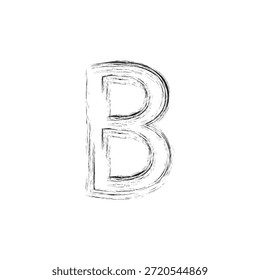 Ilustración vectorial artística de la letra B del grunge - monograma bosquejado en negrita con la textura angustiada del carbón y los contornos arquitectónicos del Industrial