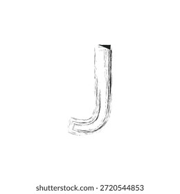 Ilustración vectorial artística de la letra J del grunge - monograma bosquejado en negrita con la textura angustiada del carbón y los contornos arquitectónicos del Industrial