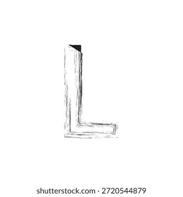 Artistic Grunge Letter L Vector Illustration - Bold Sketched Monogram with Distressed Charcoal Texture and Industrial Architectural Outlines