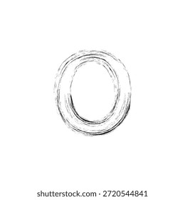 Ilustración vectorial artística de la letra O del grunge - monograma bosquejado en negrita con textura angustiada del carbón y contornos arquitectónicos del Industrial