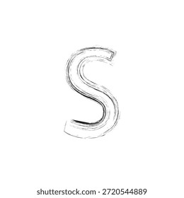 Ilustración vectorial artística de la letra S del grunge - monograma bosquejado en negrita con la textura angustiada del carbón y los contornos arquitectónicos del Industrial