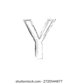 Ilustración vectorial artística de la letra Y del grunge - monograma bosquejado en negrita con la textura angustiada del carbón y los contornos arquitectónicos del Industrial