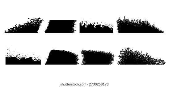 Artistic Grunge Texture Set Featuring Black Brush Stroke Designs on White Background , Ideal for Creative Artwork and Layouts