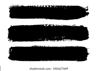 Artistic grungy creative brush stroke set.