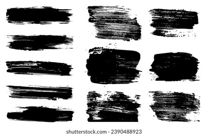 Artistic grungy creative brush stroke set.Back grunge lines.