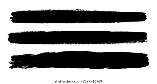 Artistic grungy creative brush stroke set. Vector texture long backgrounds collection. Abstract shapes.