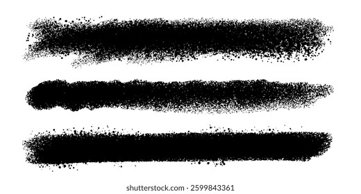 Artistic grungy creative brush stroke set. Vector texture long backgrounds collection. Abstract shapes.