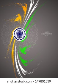 Artistic grungy Indian flag theme design in wave style on brown color background. vector illustration