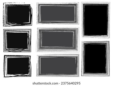 Artistic grungy rectangle frames set.
