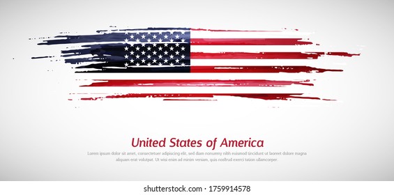 Artistic grungy watercolor brush flag of United States of America country. Happy independence day of United States of America background