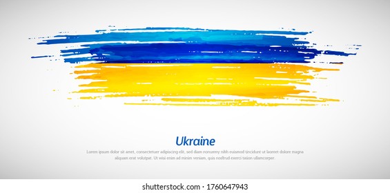 Artistic grungy watercolor brush flag of Ukraine country. Happy independence day of Ukraine background